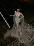 Pretty Wedding Dress Mermaid Sequin White Long Luxury Wedding Dresses Bridal Gowns Brides Gown HZ1121