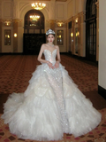 Pretty Wedding Dress Sheath Sweetheart Sequin White Long Luxury Wedding Dresses Bridal Gowns Brides Gown HZ1121