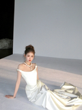 Dreamy Wedding Dress Sheath Off The Shoulder White Satin Summer Long Wedding Dresses Bridal Gowns HZ1121