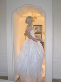 Pretty Wedding Dress Ball Gown Square Neck Sequin White Long Luxury Wedding Dresses Bridal Gowns Brides Gown HZ1121