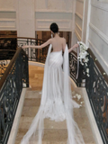 Simple Wedding Dress Sheath Off The Shoulder Summer Long Tulle White Wedding Dresses Bride Dress Bridal Gowns HZ1121