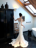 Simple Wedding Dress Mermaid Off The Shoulder Summer Long Satin White Wedding Dresses Bride Dress Bridal Gowns HZ1121