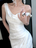 Simple Wedding Dress Mermaid Off The Shoulder Summer Long Satin White Wedding Dresses Bride Dress Bridal Gowns HZ1121