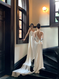 Simple Wedding Dress Mermaid Strapless Summer Long Satin White Wedding Dresses Bride Dress Bridal Gowns HZ1121