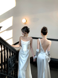 Simple Wedding Dress Mermaid Strapless Summer Long Satin White Wedding Dresses Bride Dress Bridal Gowns HZ1121