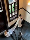 Simple Wedding Dress Mermaid Strapless Summer Long Satin White Wedding Dresses Bride Dress Bridal Gowns HZ1121
