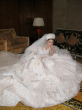 Pretty Wedding Dress Ball Gown Scoop Tulle White Long Luxury Wedding Dresses Bridal Gowns Brides Gown HZ1121