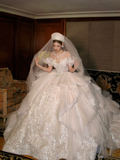 Pretty Wedding Dress Ball Gown Scoop Tulle White Long Luxury Wedding Dresses Bridal Gowns Brides Gown HZ1121