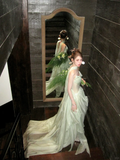 Classy A line Strapless Sage Green Satin Layers Long Prom Dresses Party Dress Birthday Outfits Graduation Dresses HZ1121