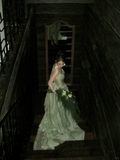 Classy A line Strapless Sage Green Satin Layers Long Prom Dresses Party Dress Birthday Outfits Graduation Dresses HZ1121