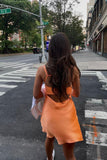 Simple Sheath Straps Orange Short Homecoming Dress Summer Hoco Dresses Cocktail Dress Birthday Outfits HZ1121
