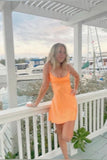Simple Sheath Straps Orange Short Homecoming Dress Summer Hoco Dresses Cocktail Dress Birthday Outfits HZ1121