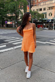 Simple Sheath Straps Orange Short Homecoming Dress Summer Hoco Dresses Cocktail Dress Birthday Outfits HZ1121