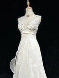 Unique Bridal Gown A Line Spaghetti Straps Long White 70s Wedding Dresses Vintage Bridal Gowns HZ1121