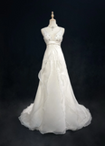 Unique Bridal Gown A Line Spaghetti Straps Long White 70s Wedding Dresses Vintage Bridal Gowns HZ1121