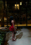 Sexy Sheath Strapless Red Satin Mini Short Formal 8th Grade Homecoming Dresses Summer Middle School Hoco Dress 18th Birthday Outfits HZ1121