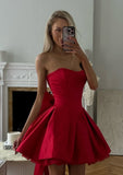 Sexy Ball Gown Sweetheart Red Satin Mini Short Formal 8th Grade Homecoming Dresses Summer Middle School Hoco Dress 20th Birthday Outfits HZ1121