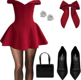 Modest A Line Off The Shoulder Red Satin Mini Short Formal 8th Grade Homecoming Dresses Summer Middle School Hoco Dress 18th Birthday Outfits HZ1121