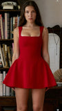 Sexy Ball Gown Square Neck Red Satin Mini Short Formal 8th Grade Homecoming Dresses Summer Middle School Hoco Dress 20th Balloon Skirt Birthday Outfits HZ1121