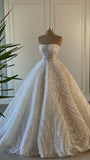 Unique Bridal Dress Ball Gown Strapless White Sequin Long Wedding Dresses Pretty Bridal Gowns HZ1121