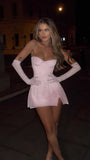Sexy A line Halter Pink Sequin Mini Short Formal 8th Grade Homecoming Dresses Summer Middle School Hoco Dress 20th Birthday Outfits HZ1121