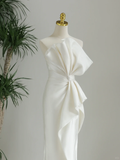 Classic Wedding Dress Mermaid Strapless White Satin Long Wedding Dresses Simple Bride Dress Bridal Gowns HZ1121