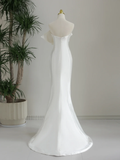 Classic Wedding Dress Mermaid Strapless White Satin Long Wedding Dresses Simple Bride Dress Bridal Gowns HZ1121