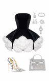 Trendy Ball Gown Strapless Black Velvet Mini Short Formal 7th Grade Homecoming Dresses Middle School Short Prom Dress Hoco Outfits HZ1121