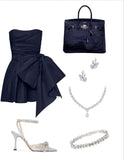 Trendy A Line Strapless Navy Blue Satin Mini Short Formal 7th Grade Homecoming Dresses Middle School Short Prom Dress Hoco Outfits HZ1121