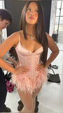 Cute Sheath Spaghetti Straps Satin Pink Mini Short Formal 7th Grade Homecoming Dresses Middle School Short Prom Dress Cocktail Birthday Outfits HZ1121