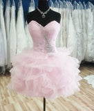 Unique Ball Gown Sweetheart Pink Tulle Short Mini Formal 7th Grade Homecoming Dresses Middle School Short Prom Dress Hoco Outfits HZ1121