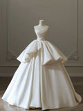 Retro Ball Gown Sweetheart Sleeveless Multi Layers Satin Wedding Dress Wedding Dresses Princess Wedding Gowns HZ1121