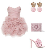 Cute Ball Gown Sweetheart Pink Tulle Short Mini Formal 8th Grade Homecoming Dresses Middle School Cocktail Night Dress Hoco Outfits HZ1121
