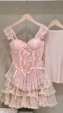 Sexy A Line Sweetheart Pink Tulle Summer Dress Short Mini Formal 8th Grade Homecoming Dresses Middle School Cocktail Night Dress Hoco Outfits HZ1121