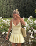 Modest A line Spaghetti Straps Yellow Chiffon Mini Short Formal 8th Grade Homecoming Dresses Middle School Hoco Dress Cocktail Outfits HZ1121