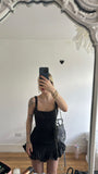 Cute Sheath Square Neck Black Satin Short Mini Formal 8th Grade Homecoming Dresses Middle School Cocktail Dress Hoco Outfits HZ1121