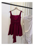 Pretty Ball Gown Square Neck Burgundy Satin Grad Dress Inspo Short Mini Formal 8th Grade Homecoming Dresses High School Hoco Court Dress Graduation Dress Cocktail Birthday Outfits HZ1121