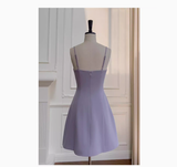 Cute A line Straps Satin Liac Short Grad Dress Inspo Short Mini Formal 8th Grade Homecoming Dresses High School Hoco Court Dress Graduation Dress Cocktail 18th Birthday Outfits HZ1121