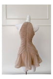 Cute Sheath Scoop Neck Champagne Short Grad Dress Inspo Short Mini Formal 8th Grade Homecoming Dresses High School Hoco Court Dress Graduation Dress 18th Birthday Outfits HZ1121