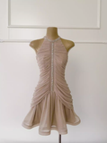 Cute Sheath Scoop Neck Champagne Short Grad Dress Inspo Short Mini Formal 8th Grade Homecoming Dresses High School Hoco Court Dress Graduation Dress Cocktail Outfits HZ1121