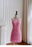 Unique Sheath Scoop Pink Sequin Short Mini Formal 8th Grade Homecoming Dresses Middle School Short Cocktail Dress Hoco Outfits HZ1121