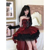 Vintage Ball Gown Sweetheart Red Black Mini Summer 16th Birthday Dress Lolita Dress Mini 18th Birthday Outfits Short Lolita Outfit HZ1121