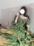 Vintage Ball Gown Off The Shoulder Green 21st Birthday Dress Lolita Dress Long Birthday Outfits HZ1121