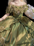 Vintage Ball Gown Off The Shoulder Green 22th Birthday Dress Lolita Dress Long Lolita Outfits HZ1121
