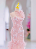 Glamorous Mermaid Sweetheart Floral Long Pink Evening Party Gowns Evening Special Formal Dresses Prom Dress HZ1121