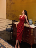 Elegant Glamour Mermaid Halter Red Prom Dress Party Dress Evening Dresses HZ1121
